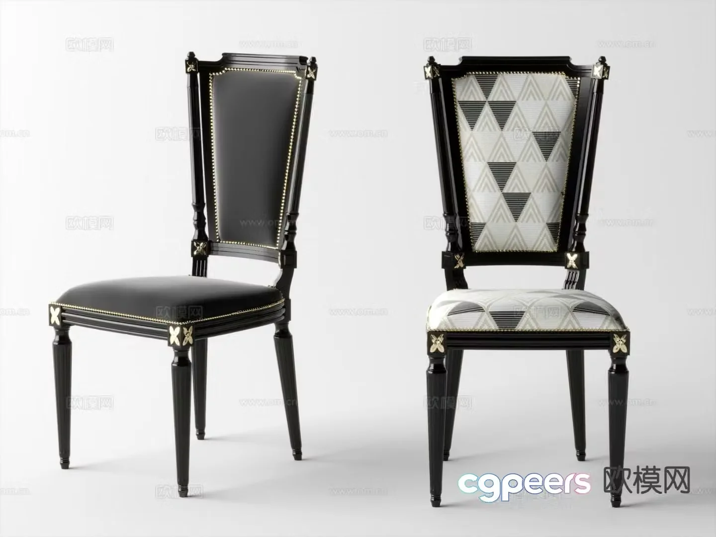 European style leisure chair dining chair chair 3d model