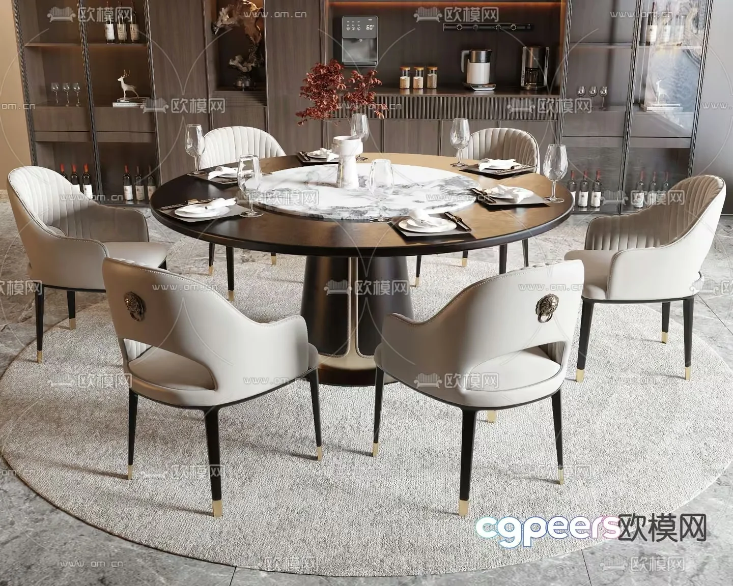 Modern Dining Room 3D Model – 16570 – VRAY Render