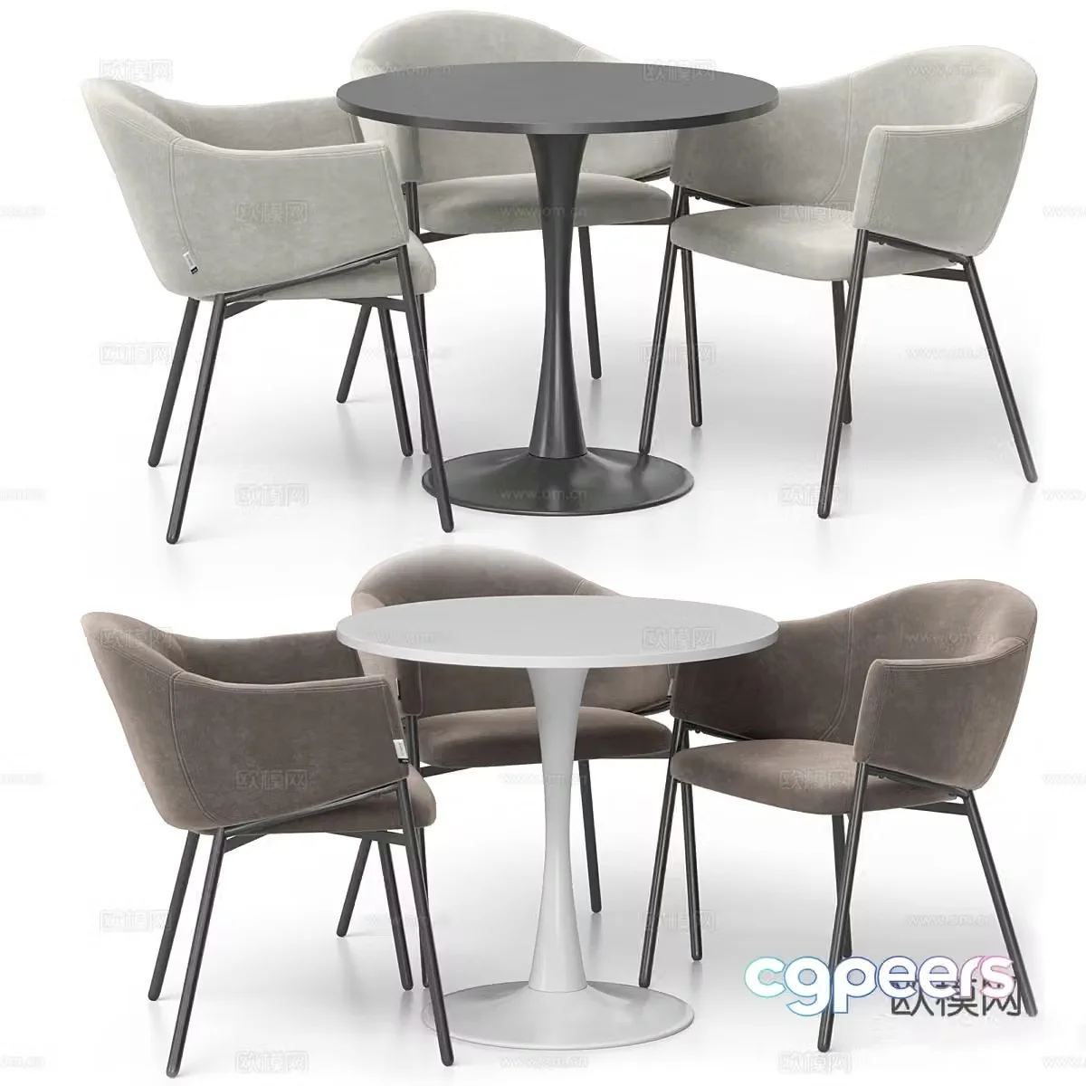 Modern negotiation tables and chairs small round tables reception tables and chairs 3D model
