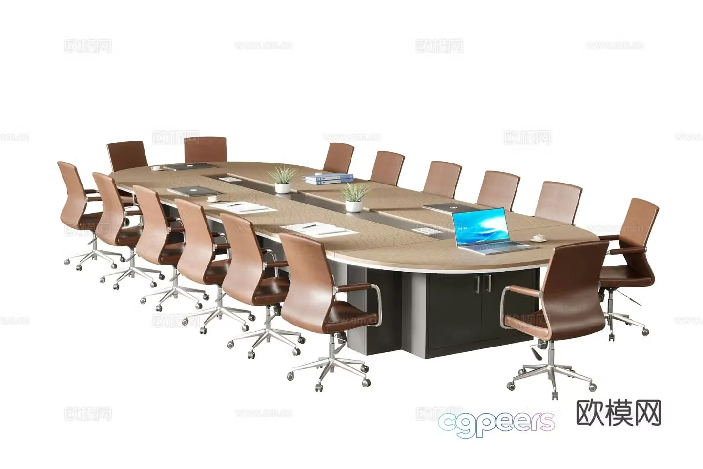 Modern conference table and chairs 3d model
