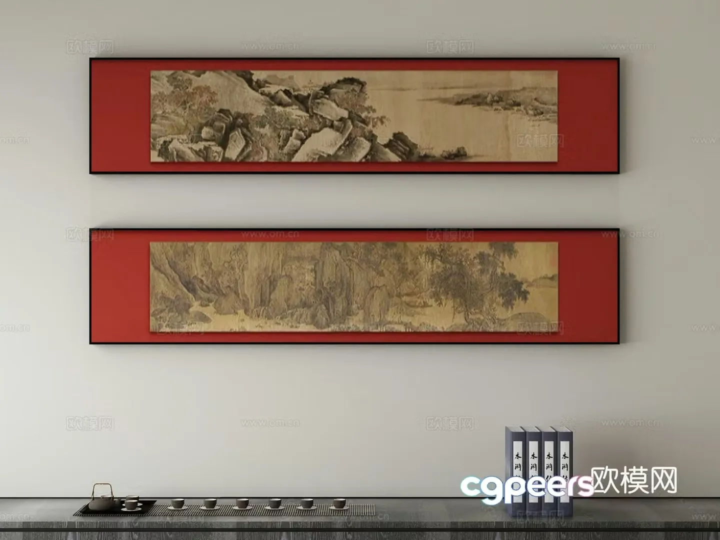 New Chinese style wasabi paintings oil paintings 3D model