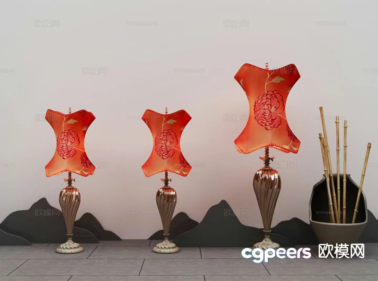 New Chinese style desk lamp personalized desk lamp 3d model