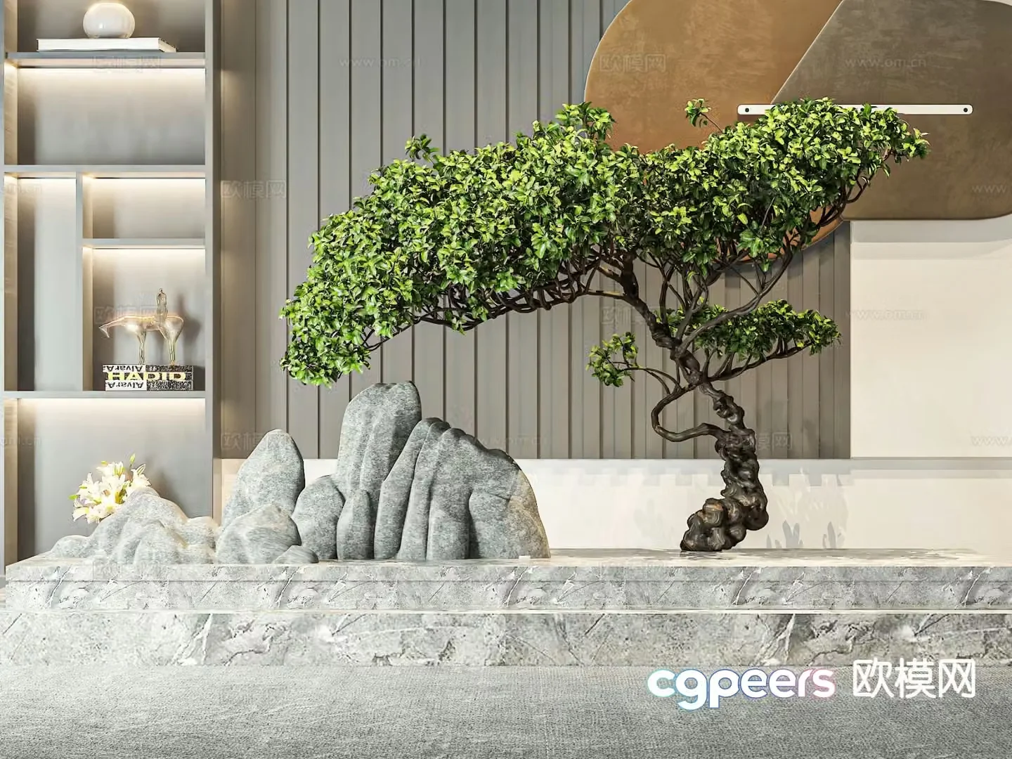 New Chinese style interior landscaping 3D model