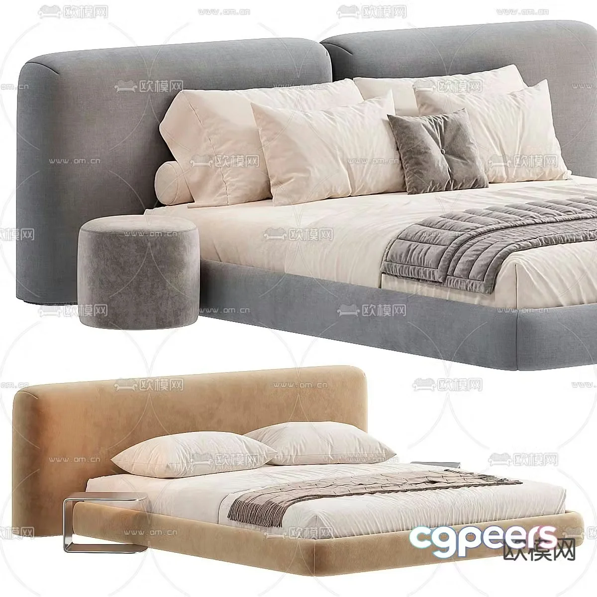 Modern double bed 3d model