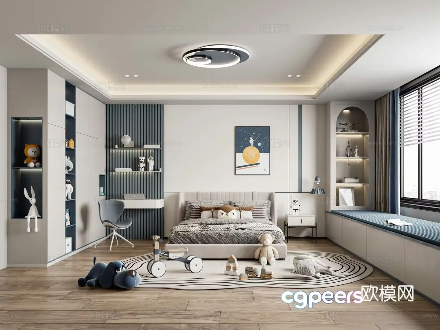 Modern minimalist boy room Minimalist children room 3d model