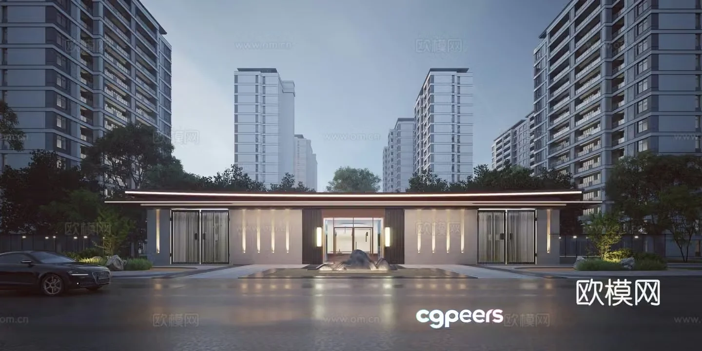 High -rise community gate 3D model