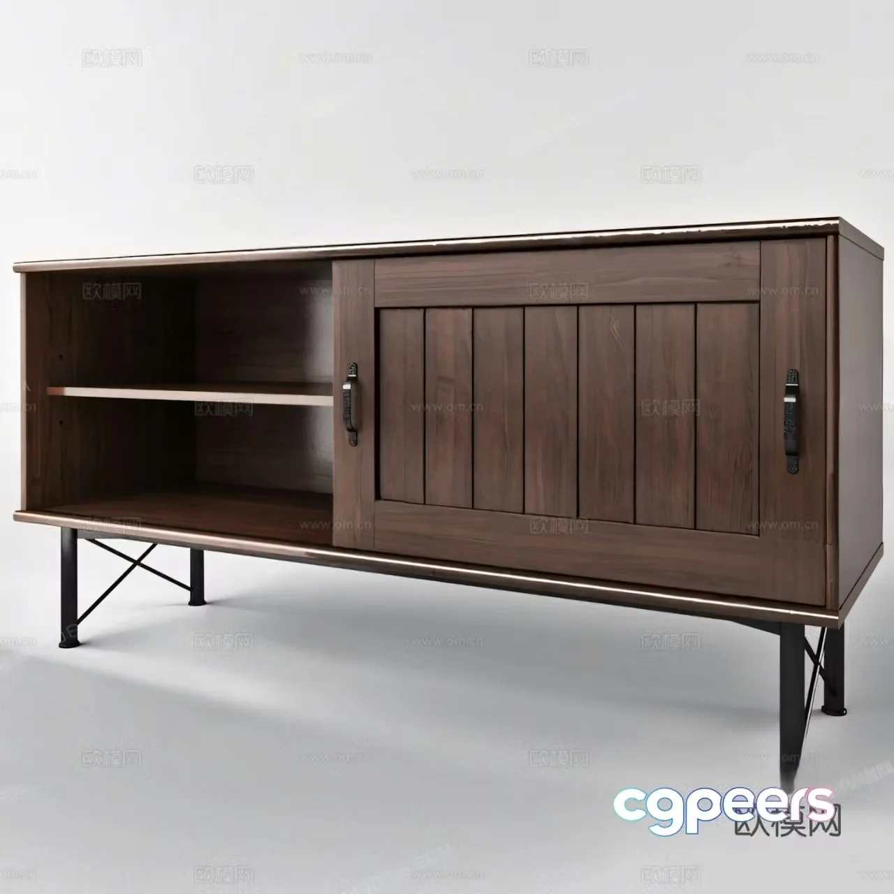 Log style TV cabinet 3D model