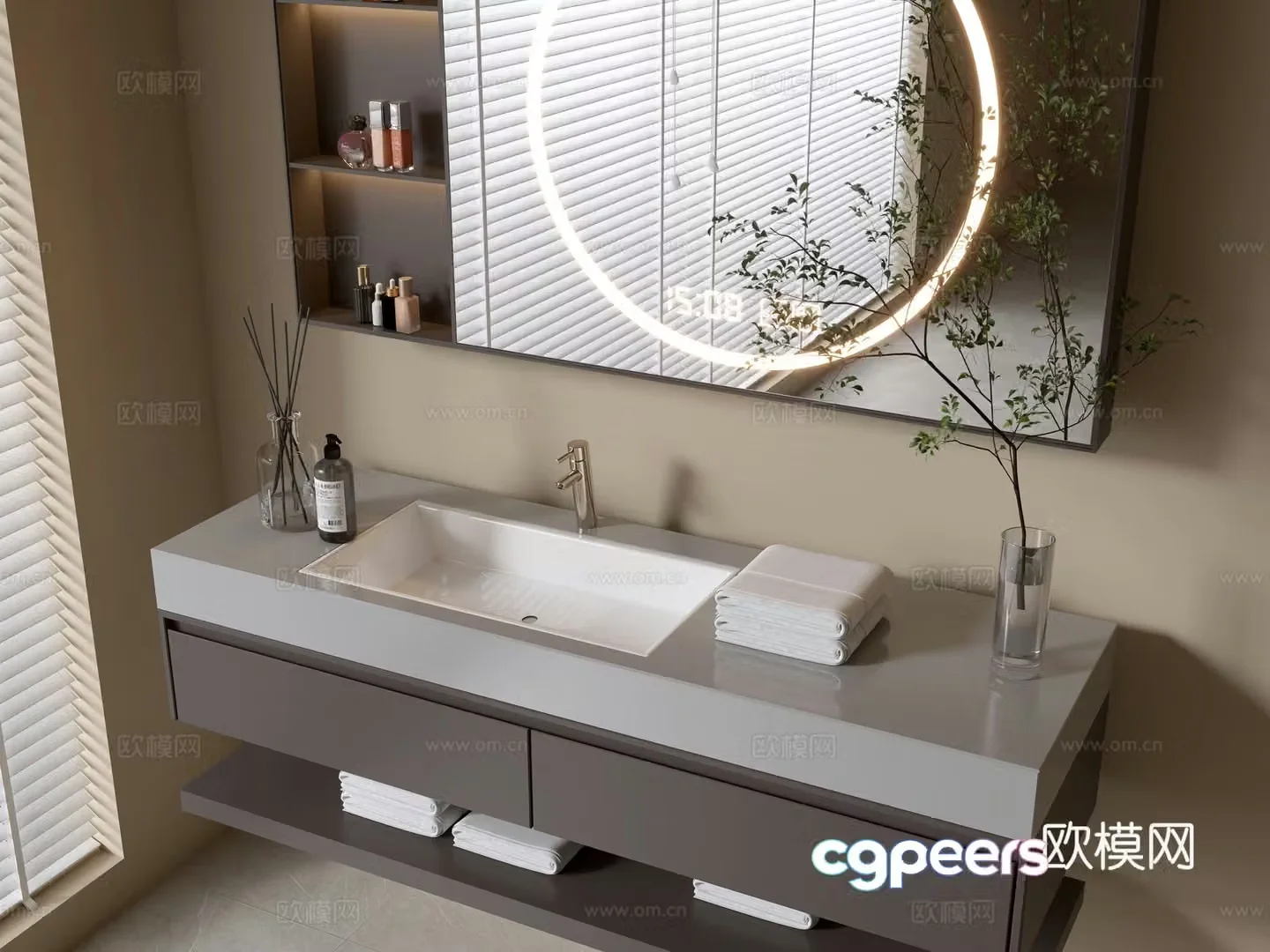 Modern bathroom cabinet bathroom basin bathroom ornaments mirror cabinet sink 3d model