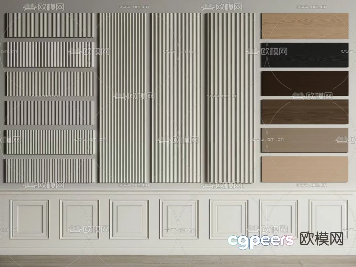 Wainscoting wall decorative panels Great Wall panels grating panels 3D model
