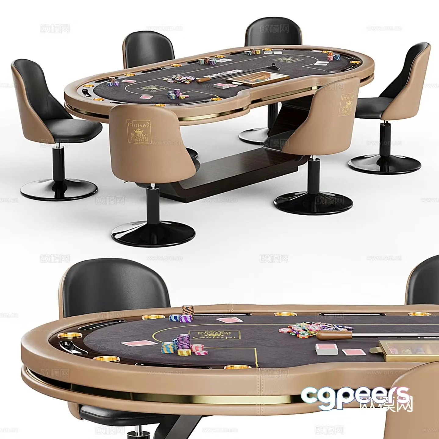 Texas Hold’em chess table 3d model
