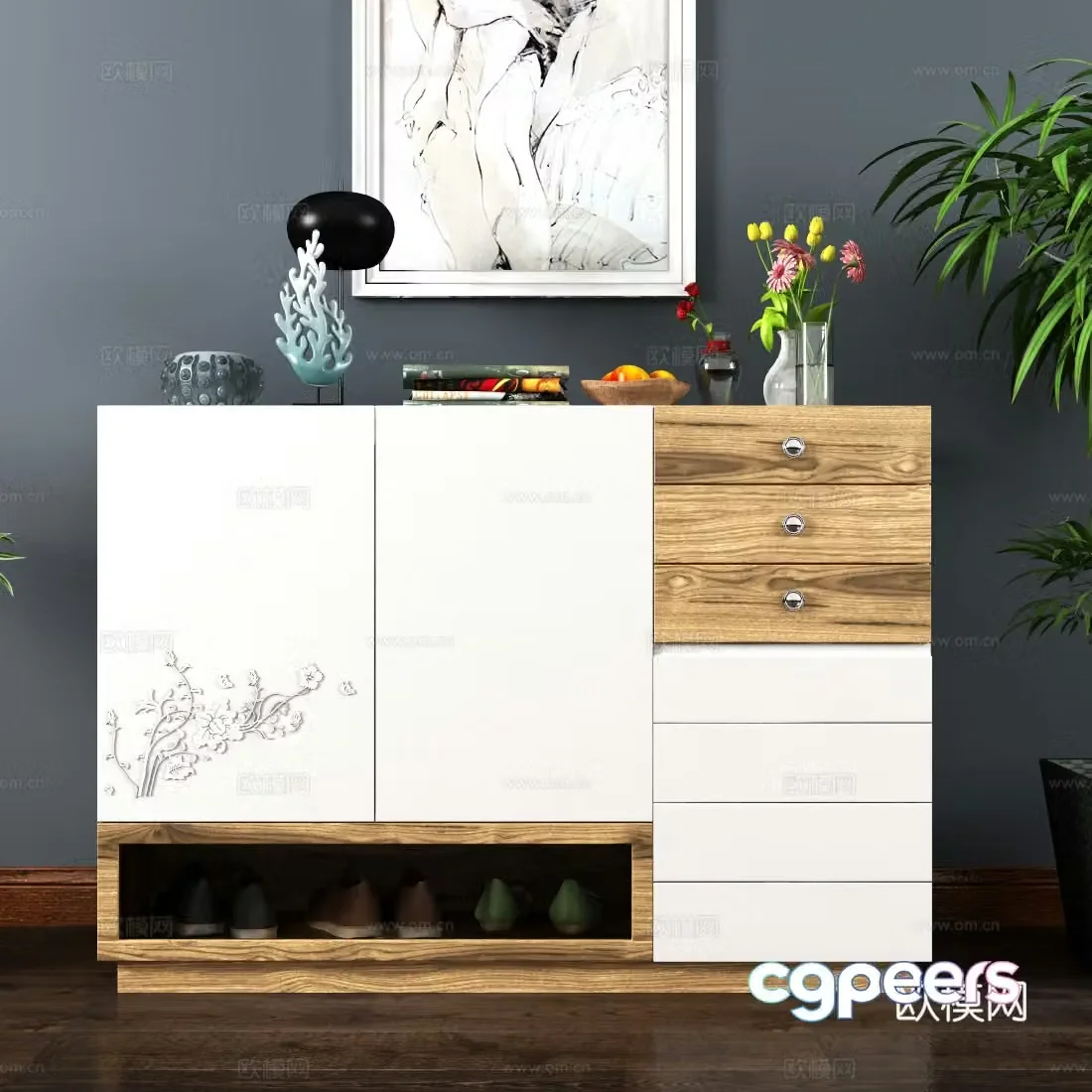 Modern shoe cabinet decoration painting shoe accessories ornaments 3d model