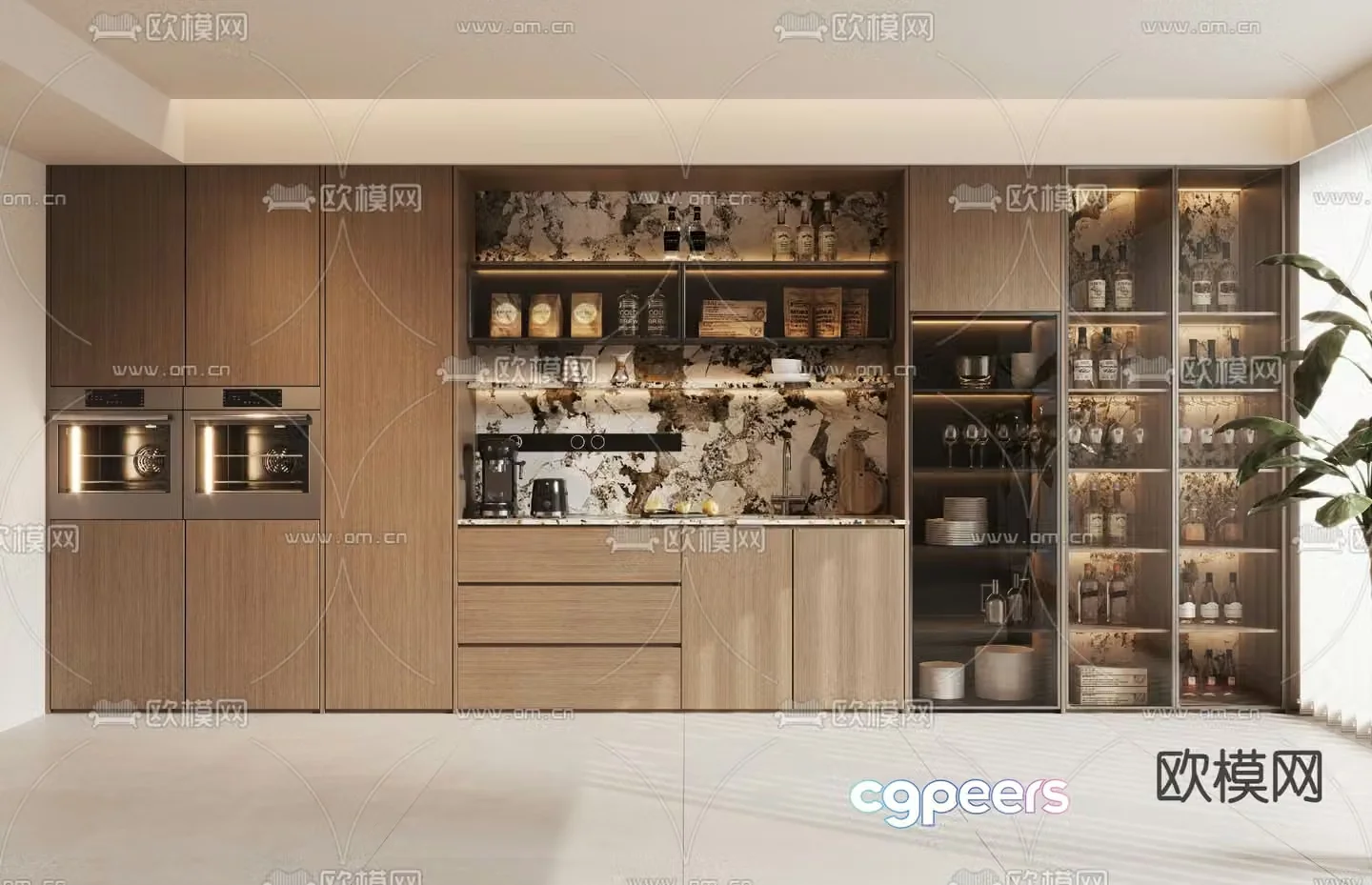 Middle-aged wine cabinet sideboard 3D model