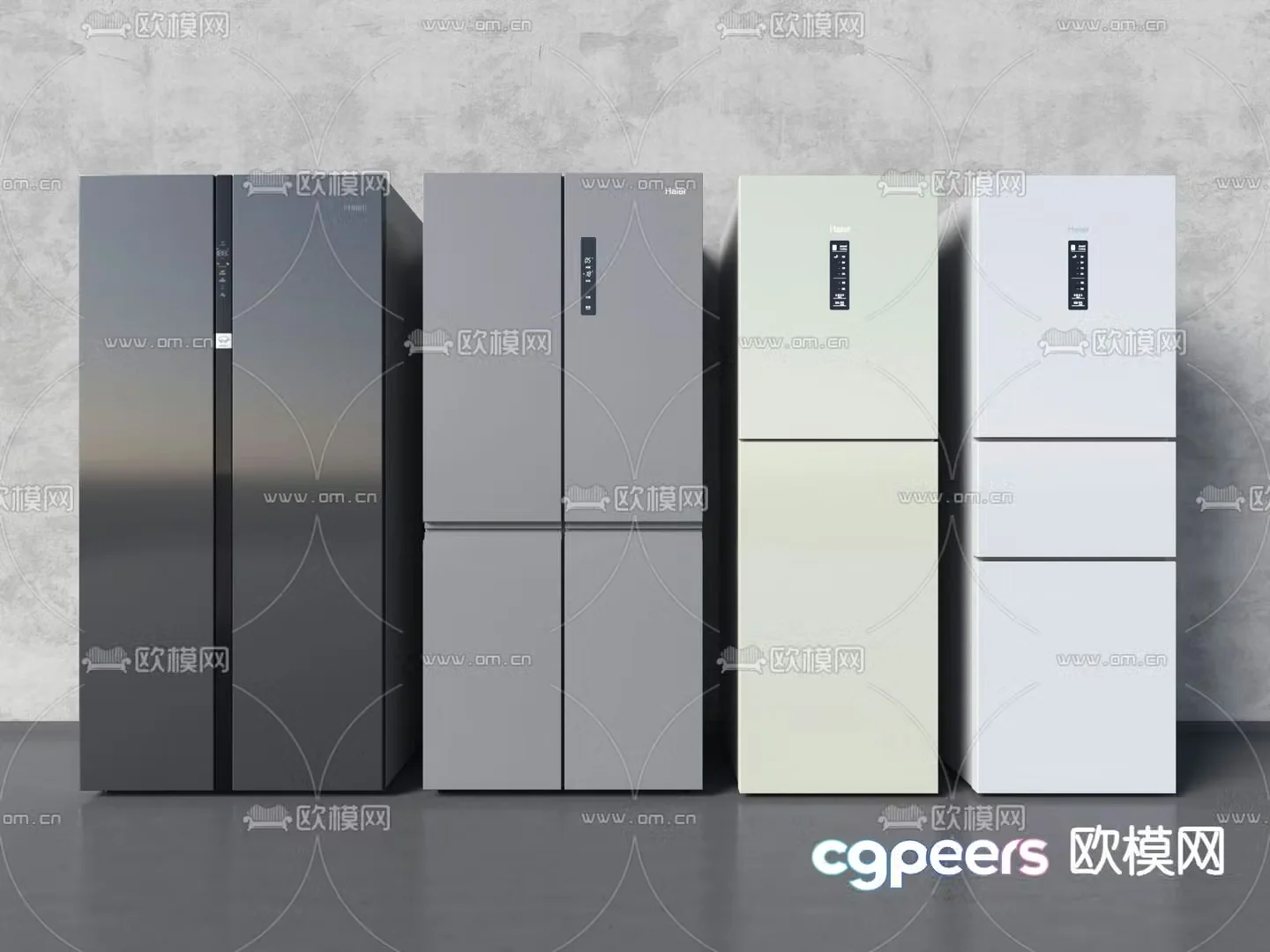 Double door refrigerator smart refrigerator 3d model