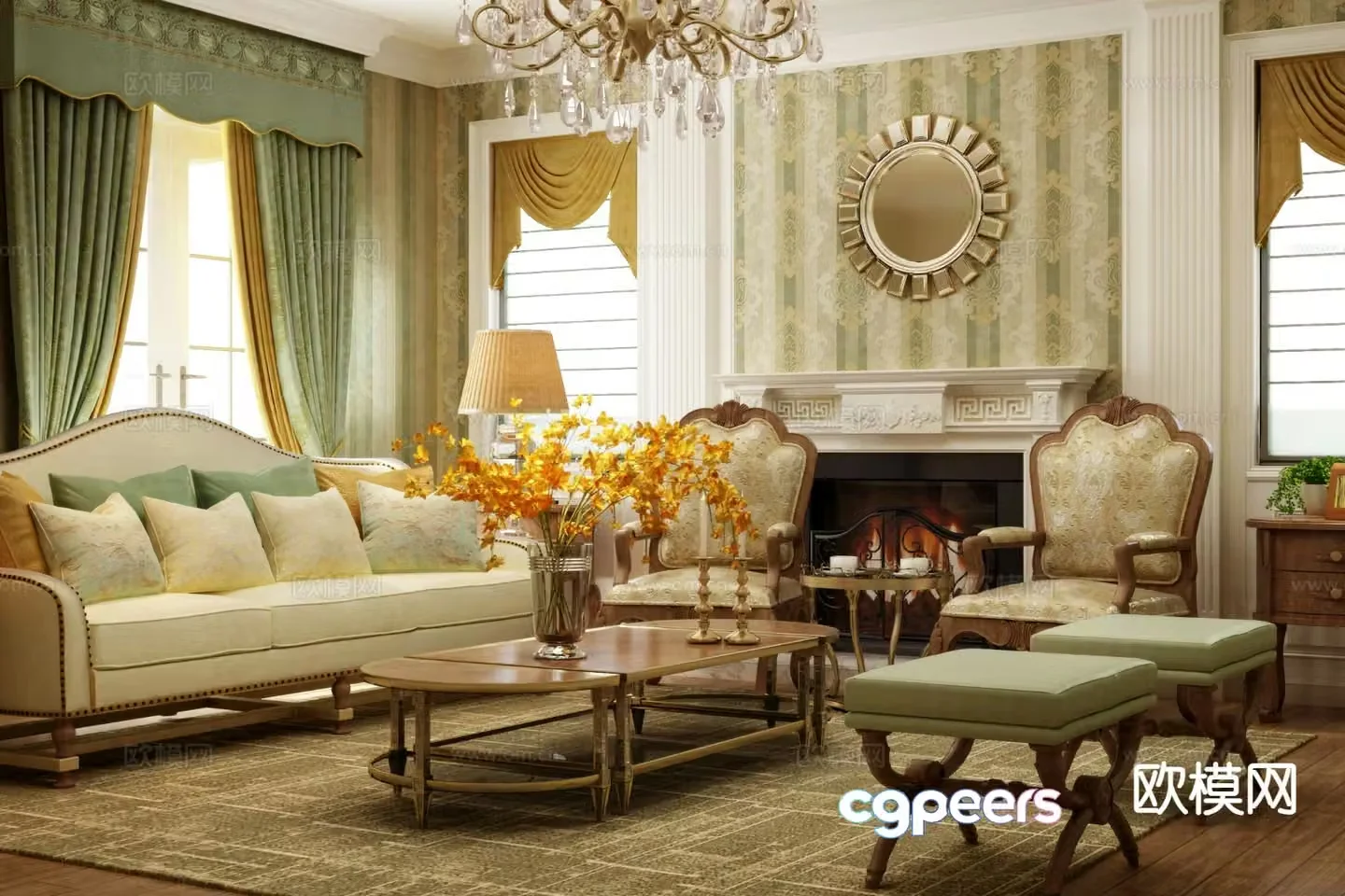 Neoclassical living room 3d model