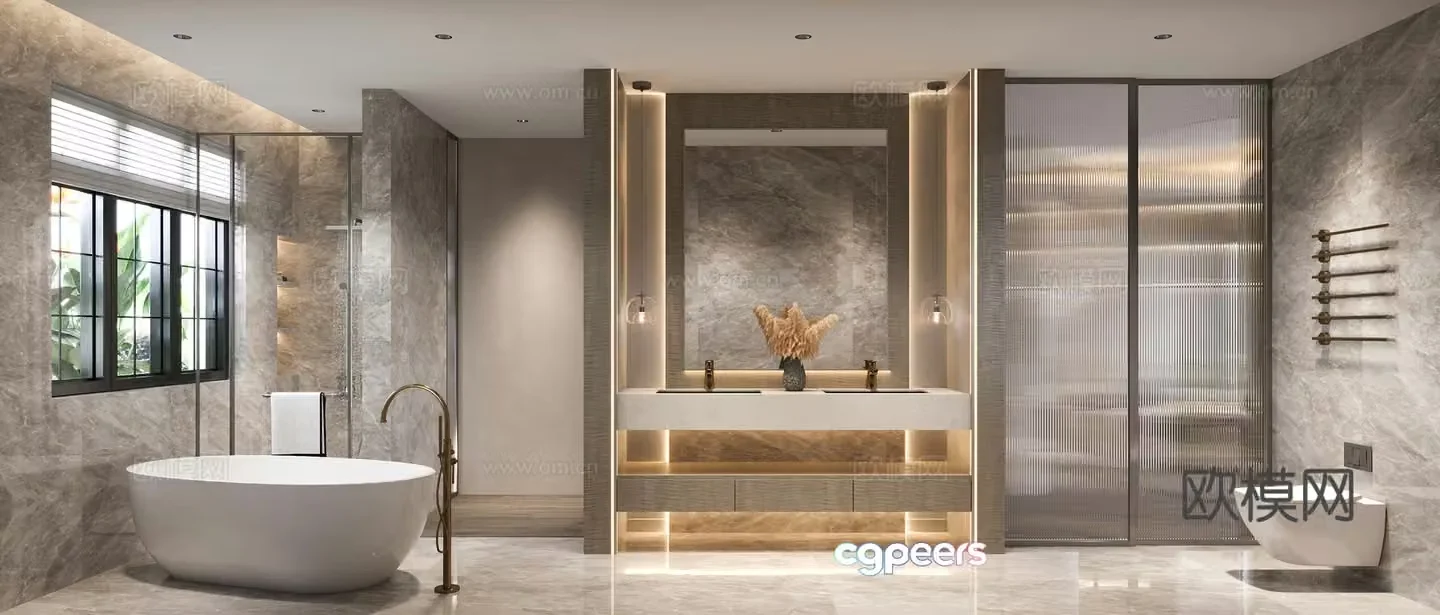 Modern bathroom villa bathroom main bathroom 3D model