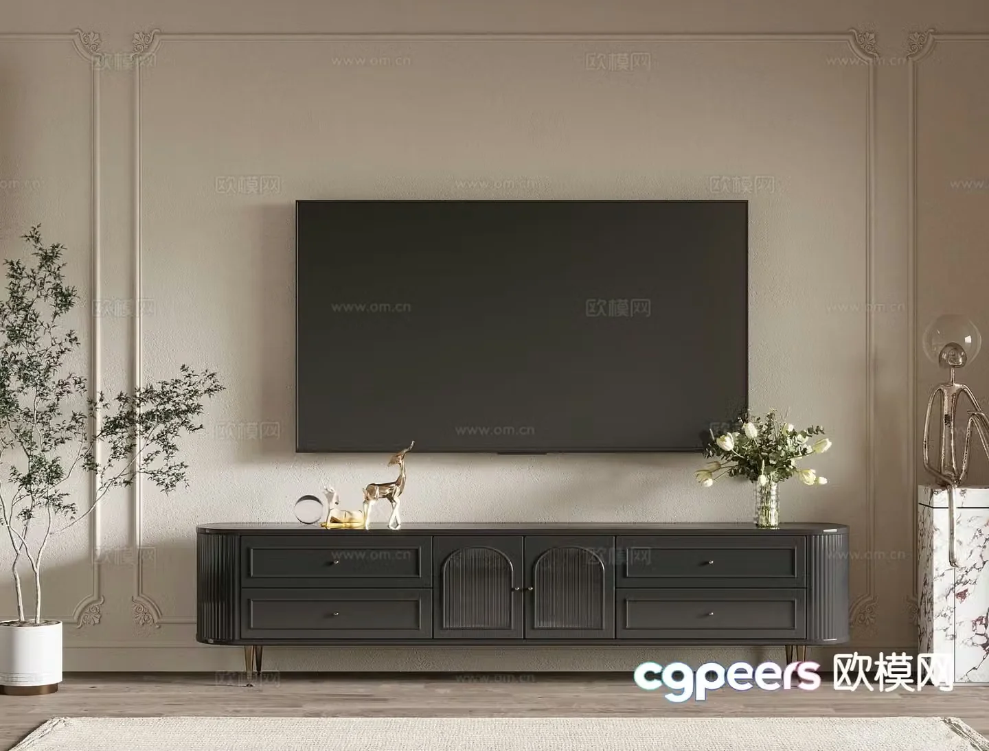 French TV cabinet 3d model