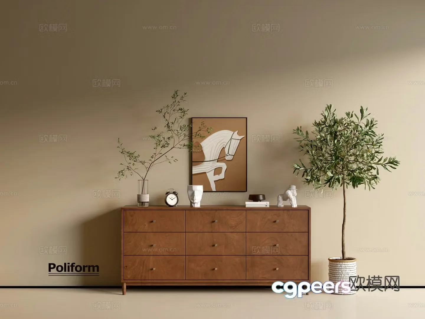 Modern wood grain cabinet ins wind minimalist wind cabinet whole cabinet sideboard balcony cabinet storage 3D model