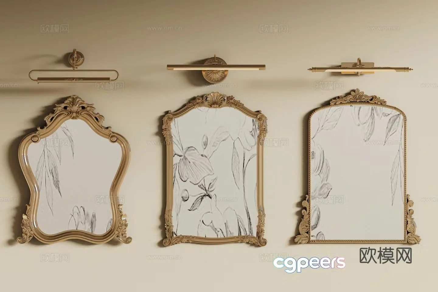 French retro mirror 3d model