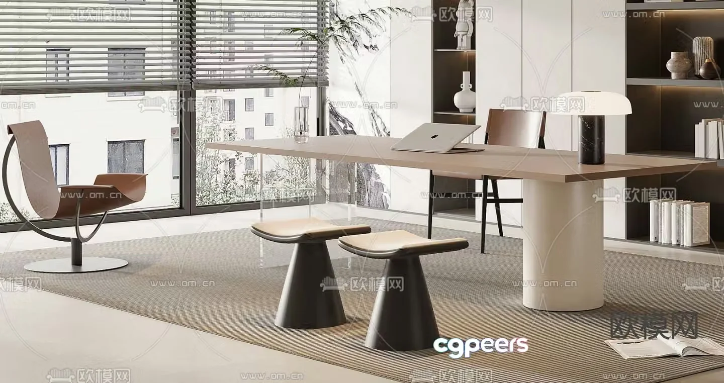 Modern desk computer desk study table 3d model