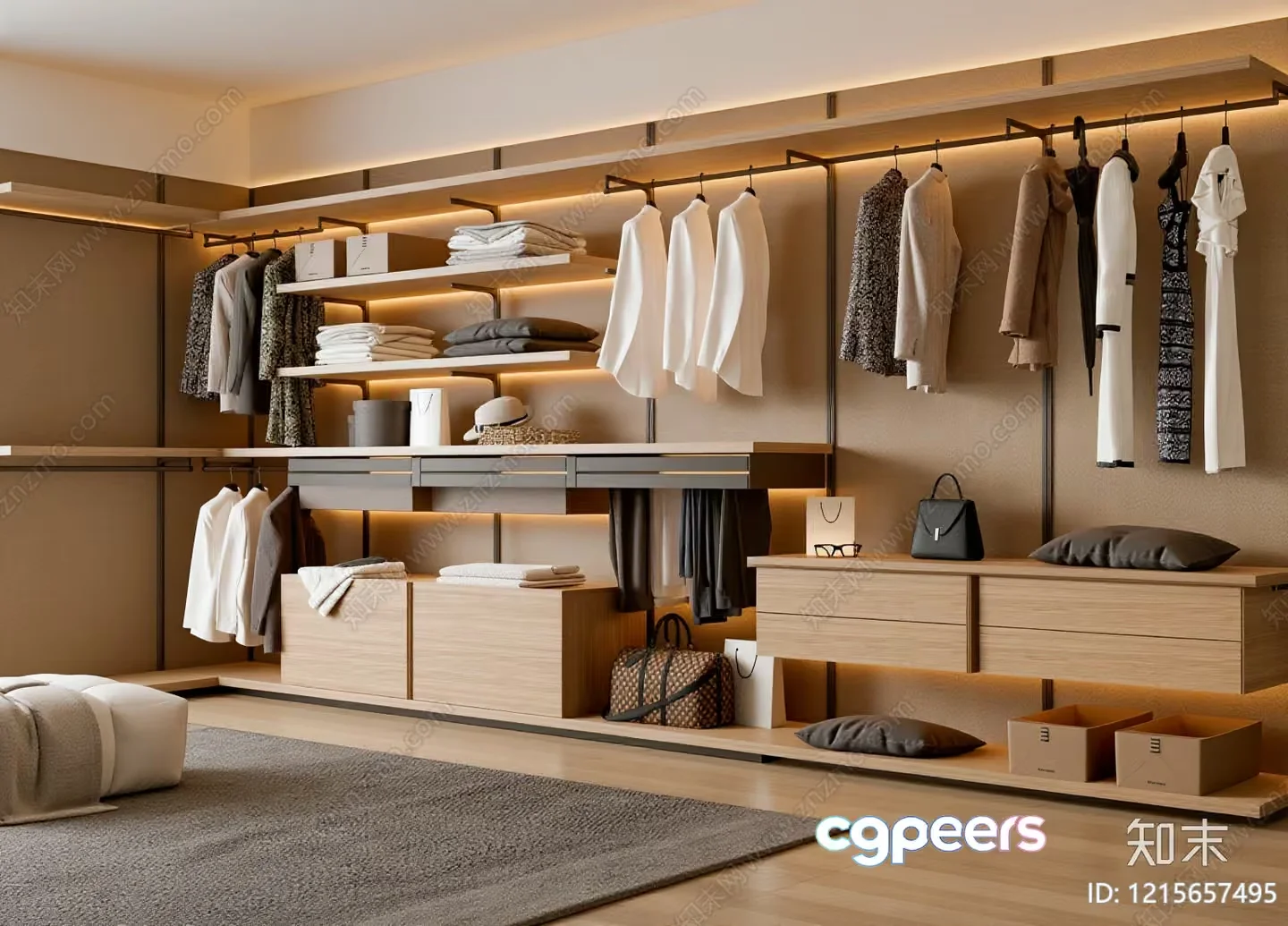 Modern Walk-In Closet 3D Model – 11947 – VRAY Render