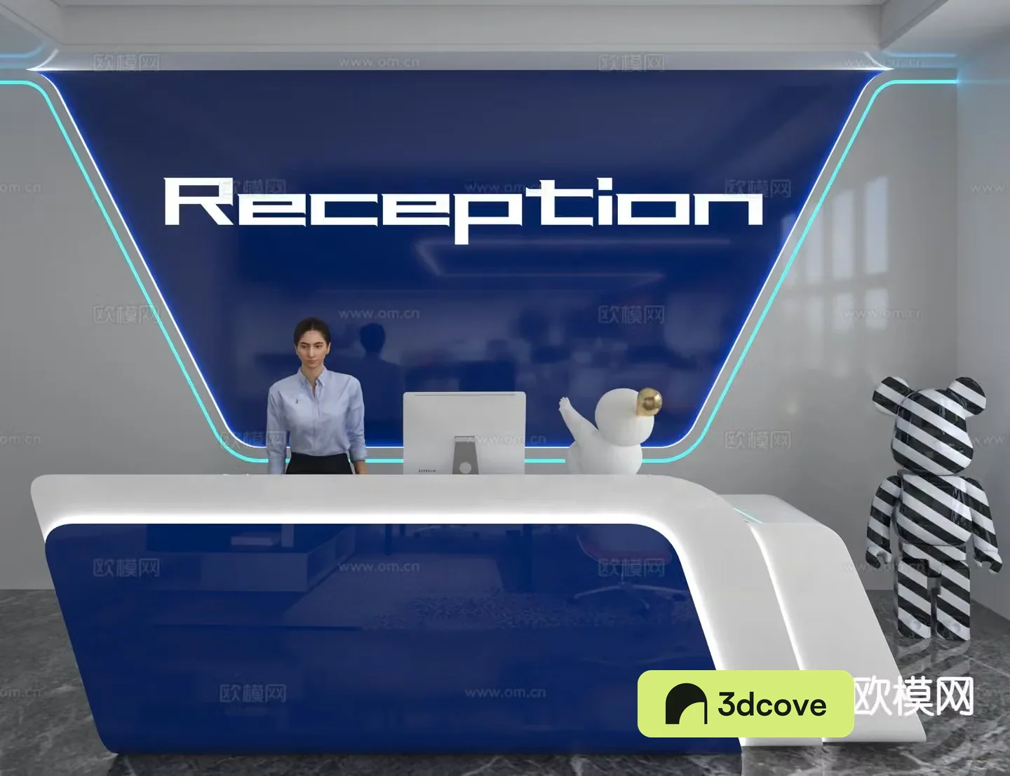 Modern front desk reception desk information desk office background
