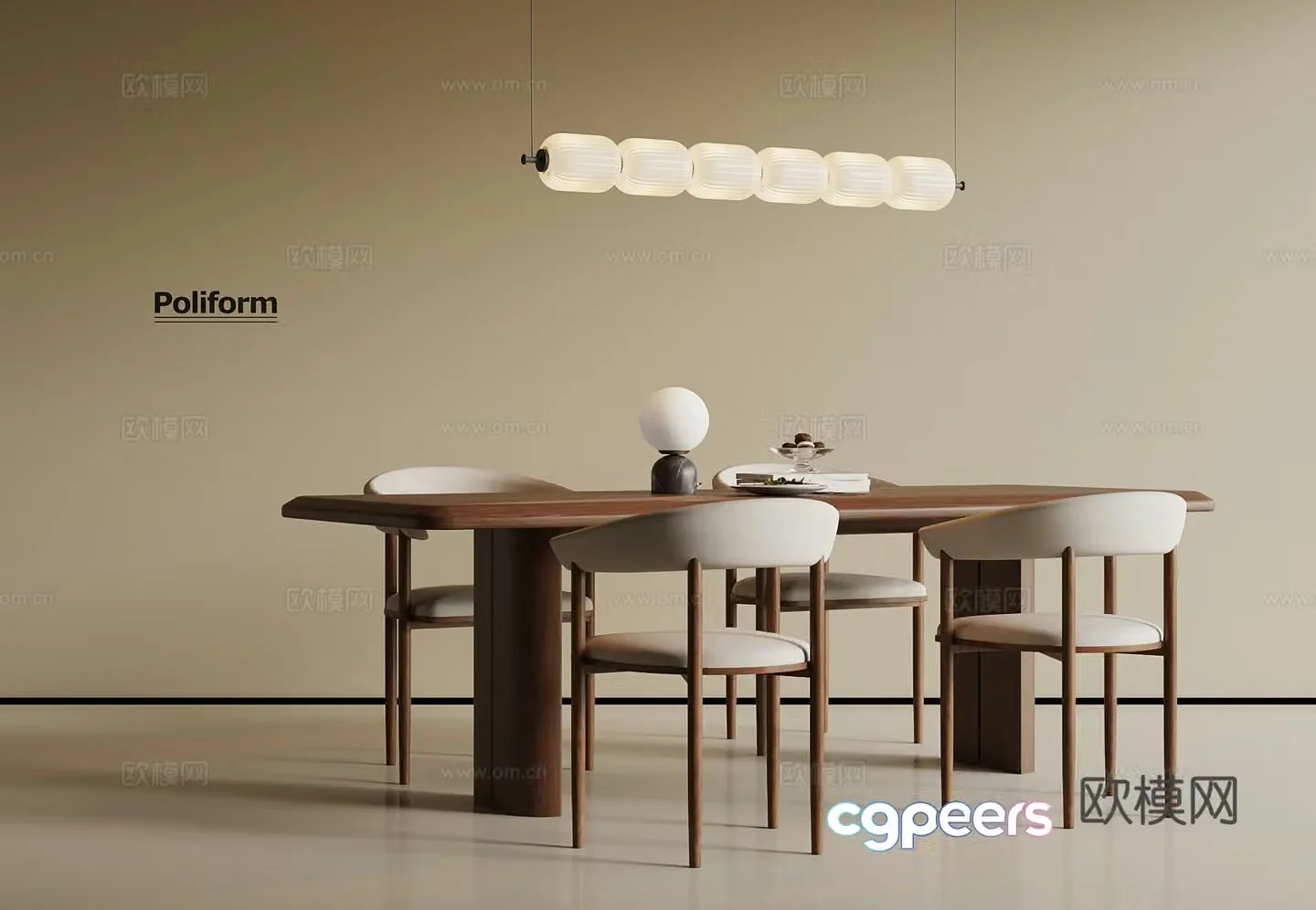 Medium style dining table dining table chair 3d model