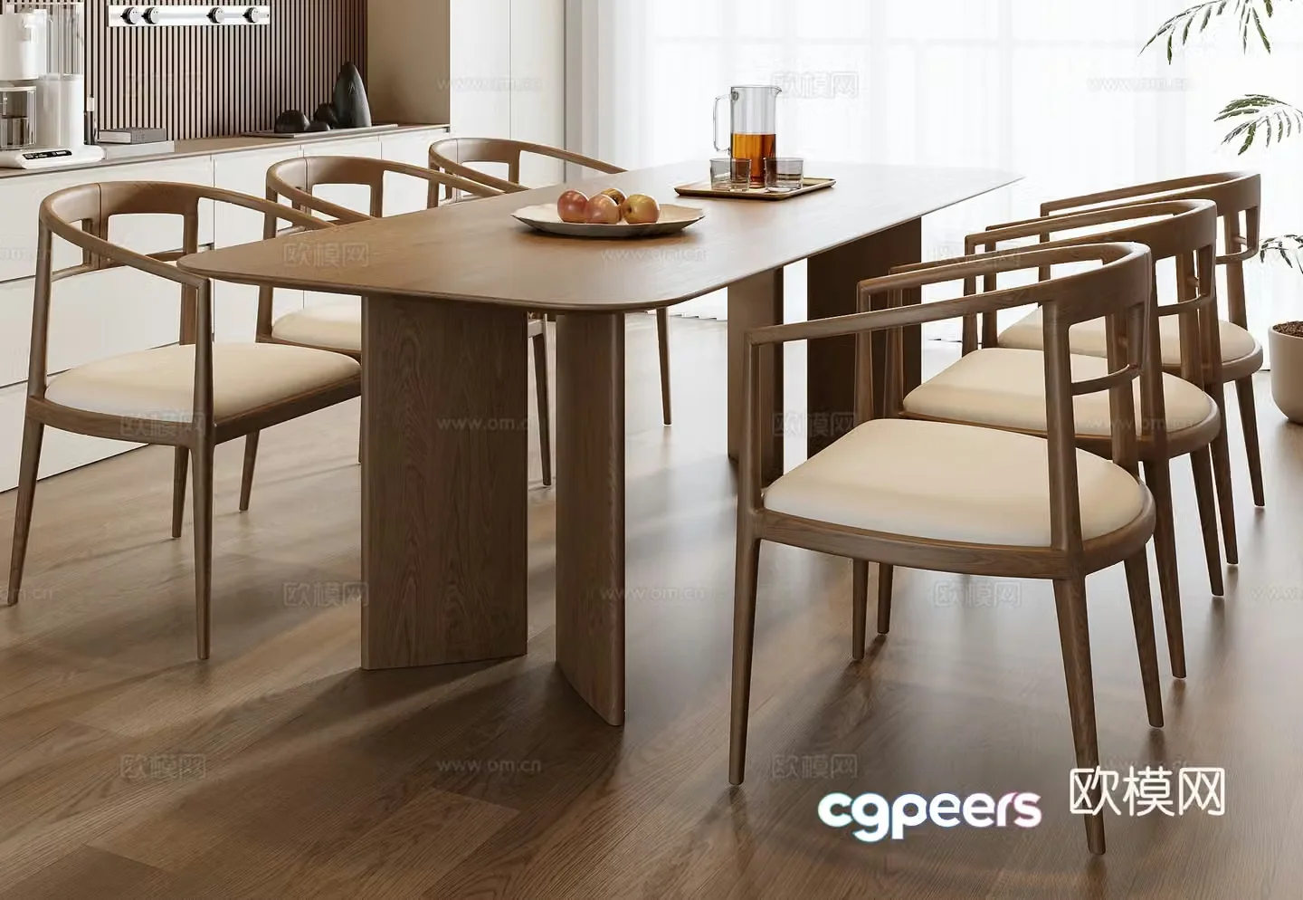New Chinese style dining table and chairs Bar dining table 3D model