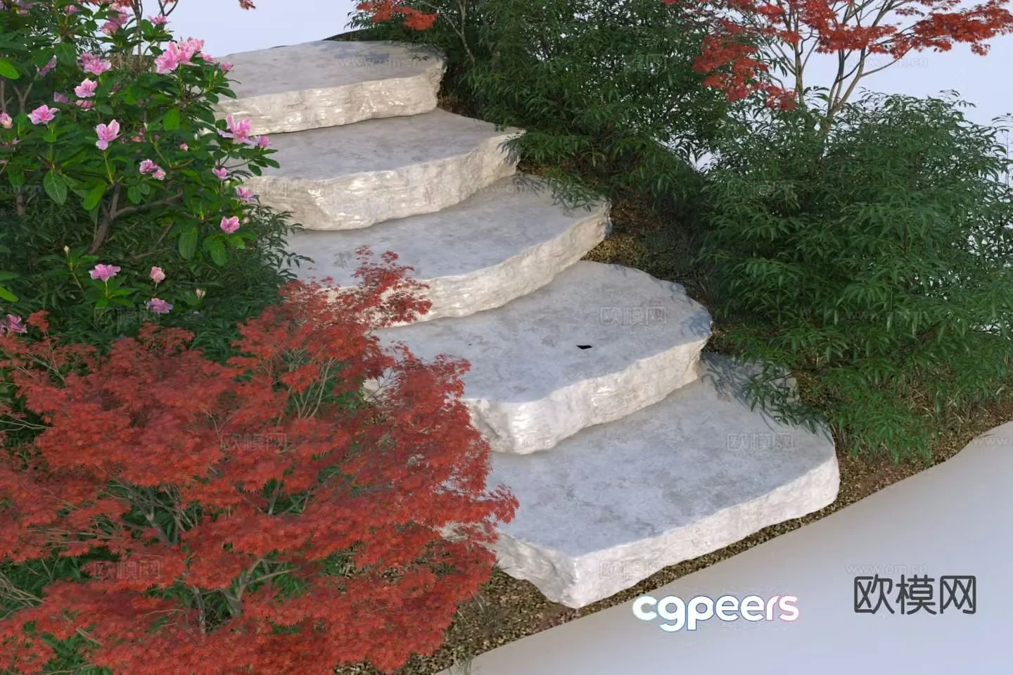 Stairs stone steps natural stone bluestone slab 3d model