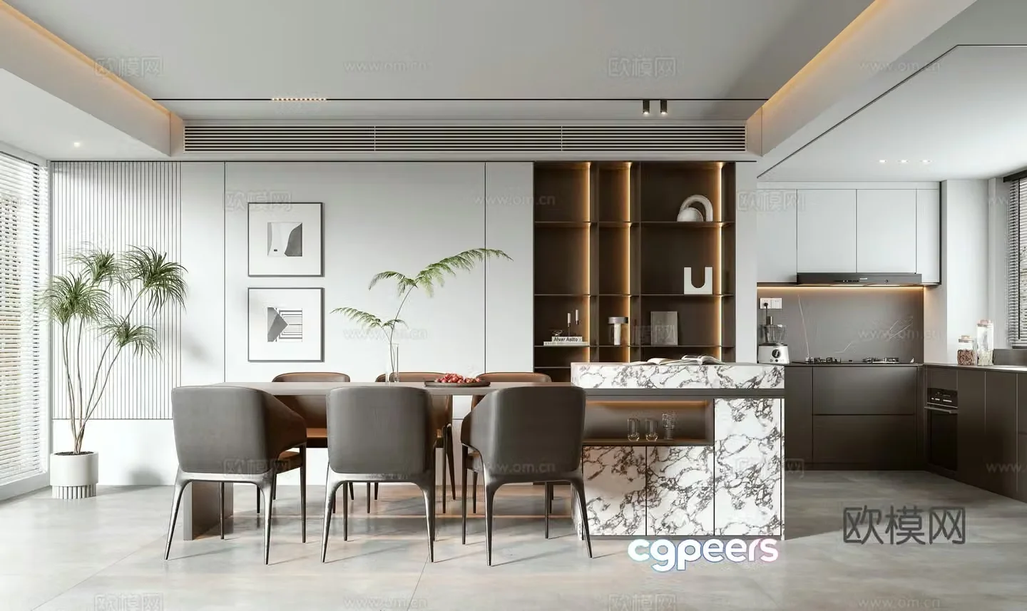 Modern light luxury restaurant 3D model