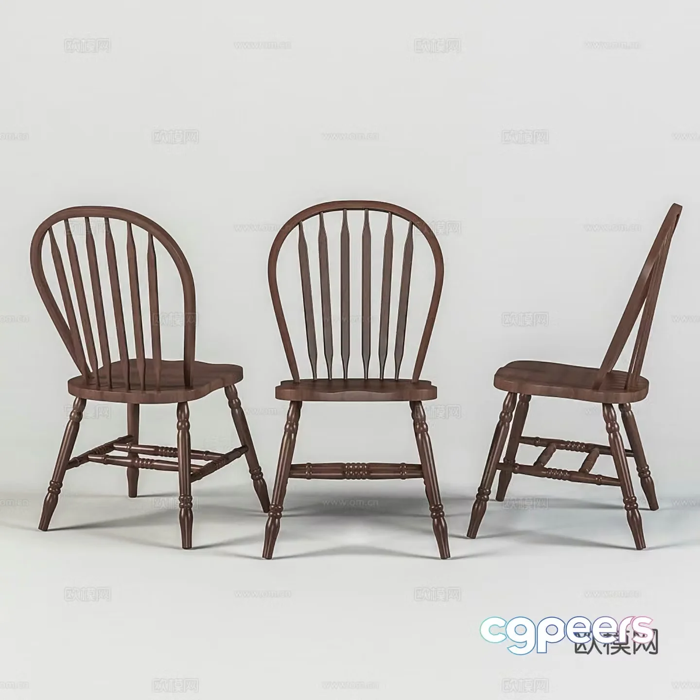 Medium style leisure chair wooden chair dining chair single chair 3d model