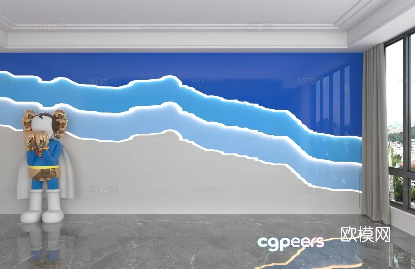 Modern commercial background wall 3d model