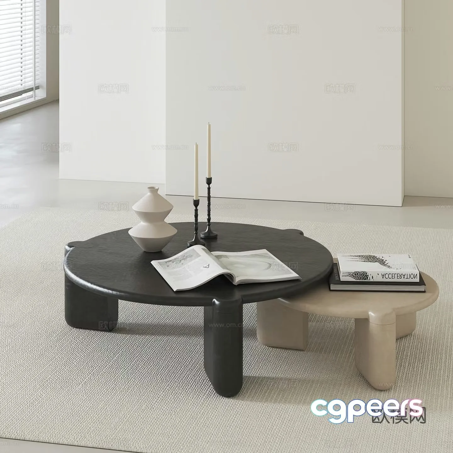 Wasabi style retro coffee table 3D model