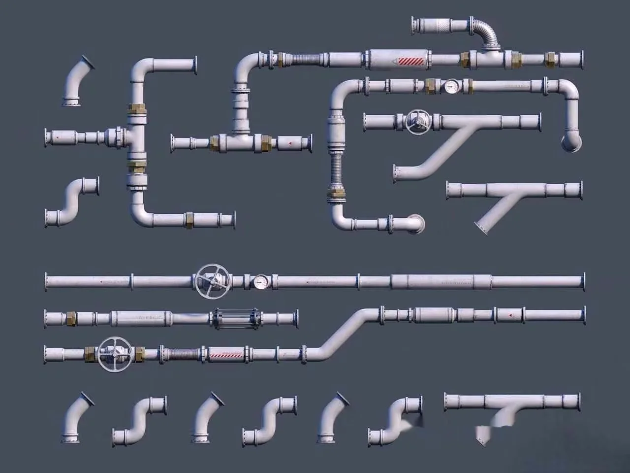 White Pvc Pipes 3D Model – 9510 – VRAY Render
