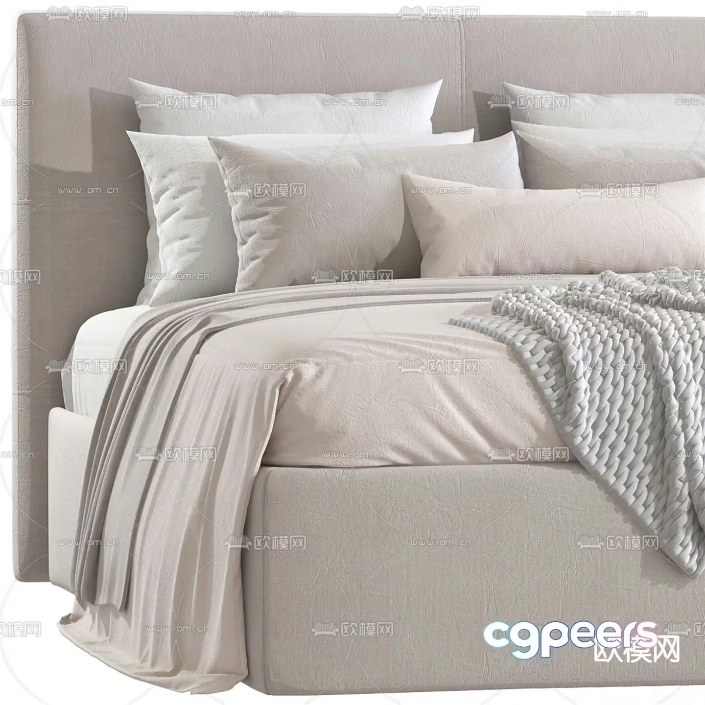 Modern double bed 3d model