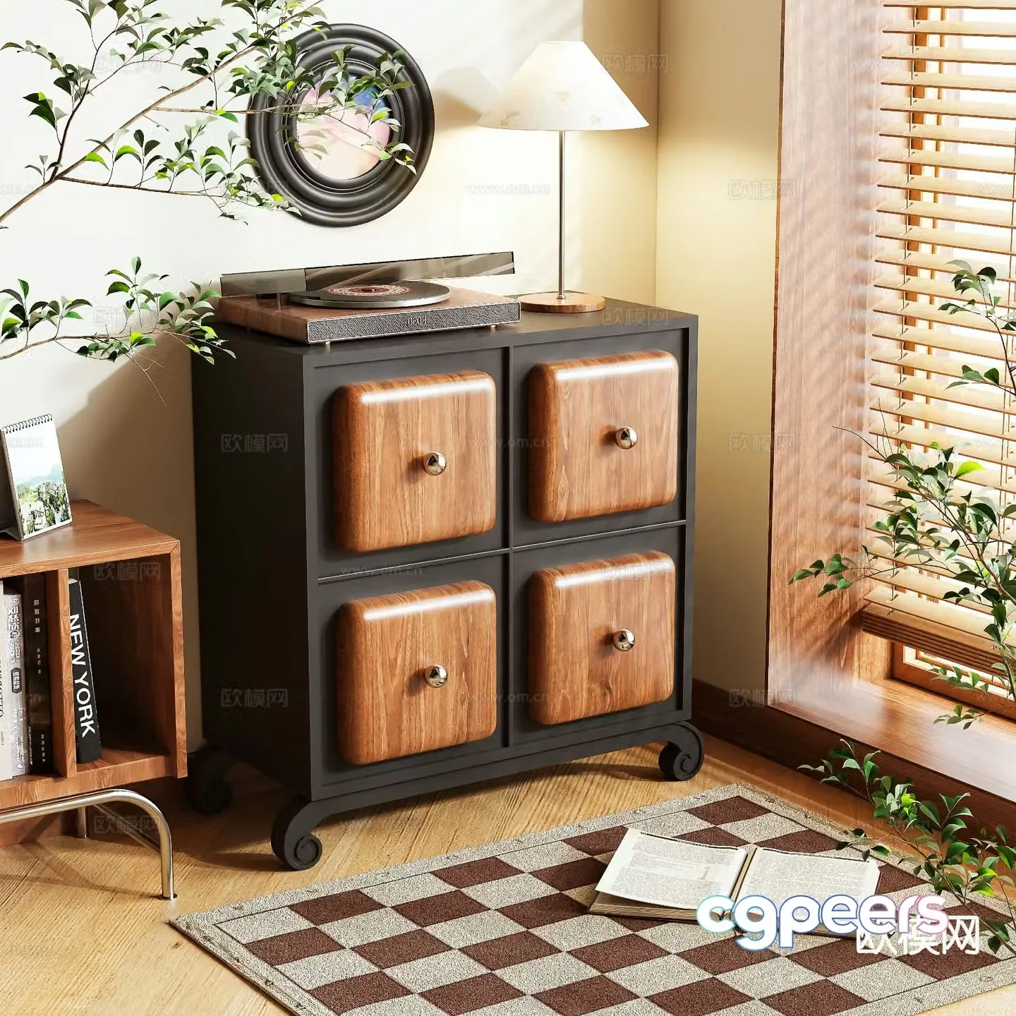 Medieval style side cabinet and entrance cabinet 3D model