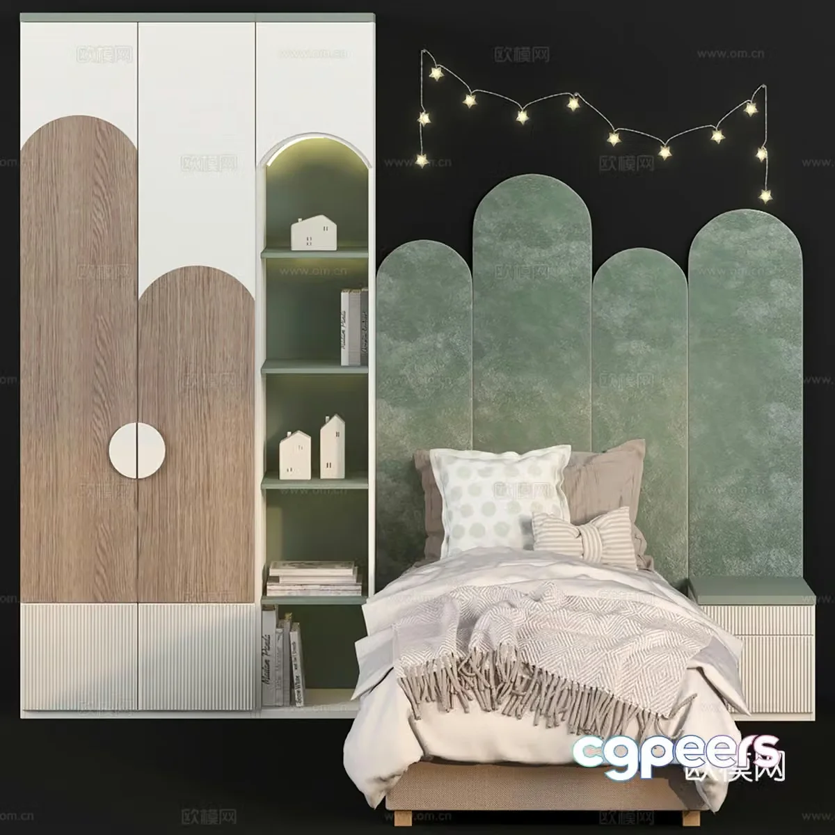 Children’s bed wardrobe 3d model