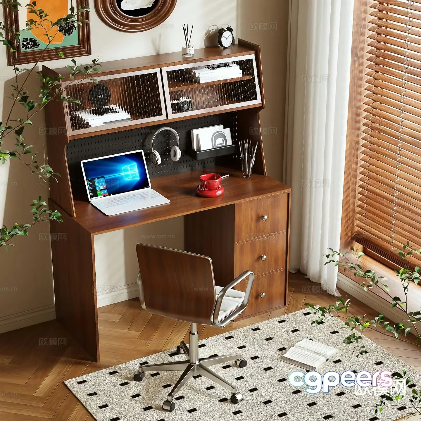 Log style desk chair 3d model