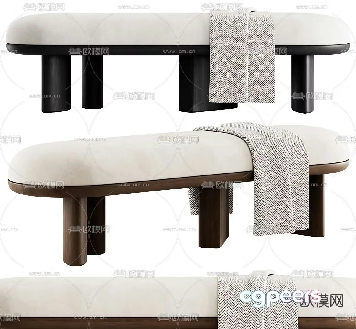 bed end stool footrest 3d model