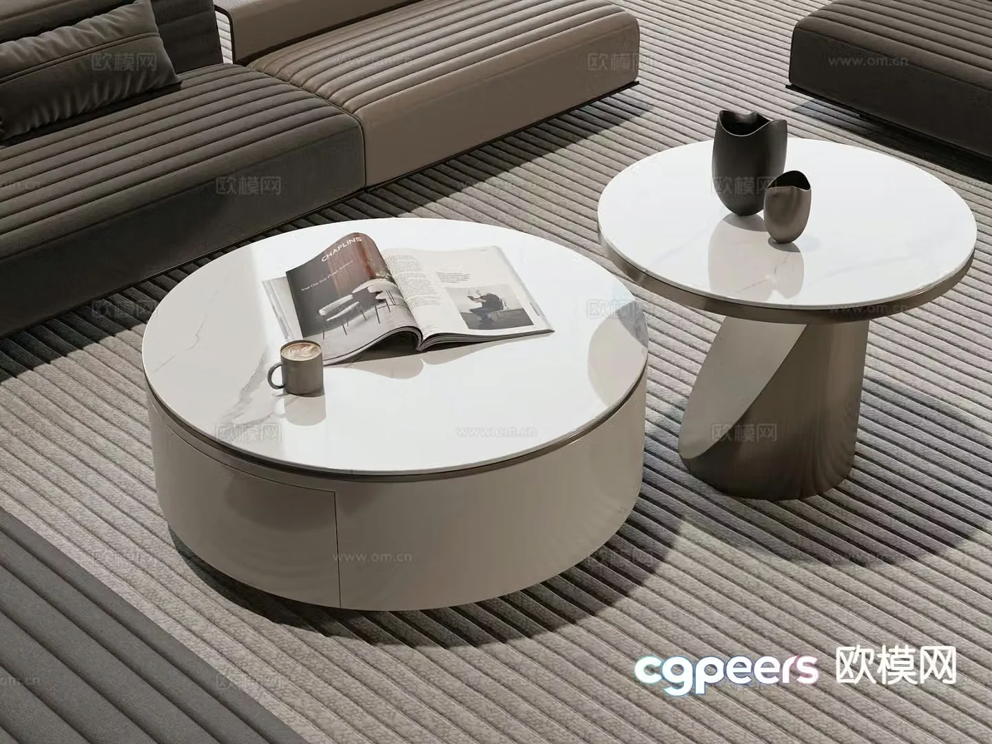Modern double coffee table 3d model