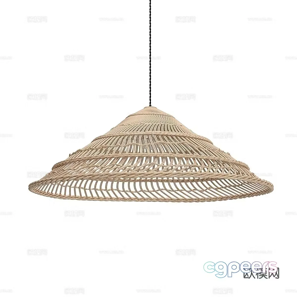 Wabi-sabi rattan chandelier 3d model