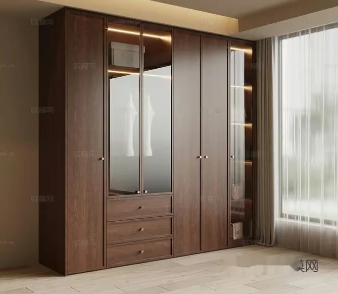 Modern Brown Wardrobe 3D Model – 11411 – VRAY Render