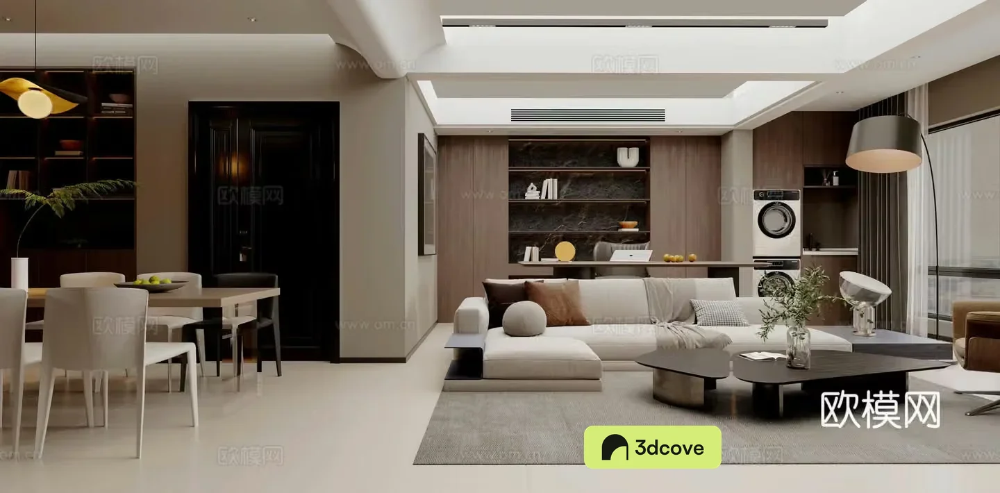 Modern home living and dining room sofa and coffee table combination fabric sofa living and dining room without owner lights island