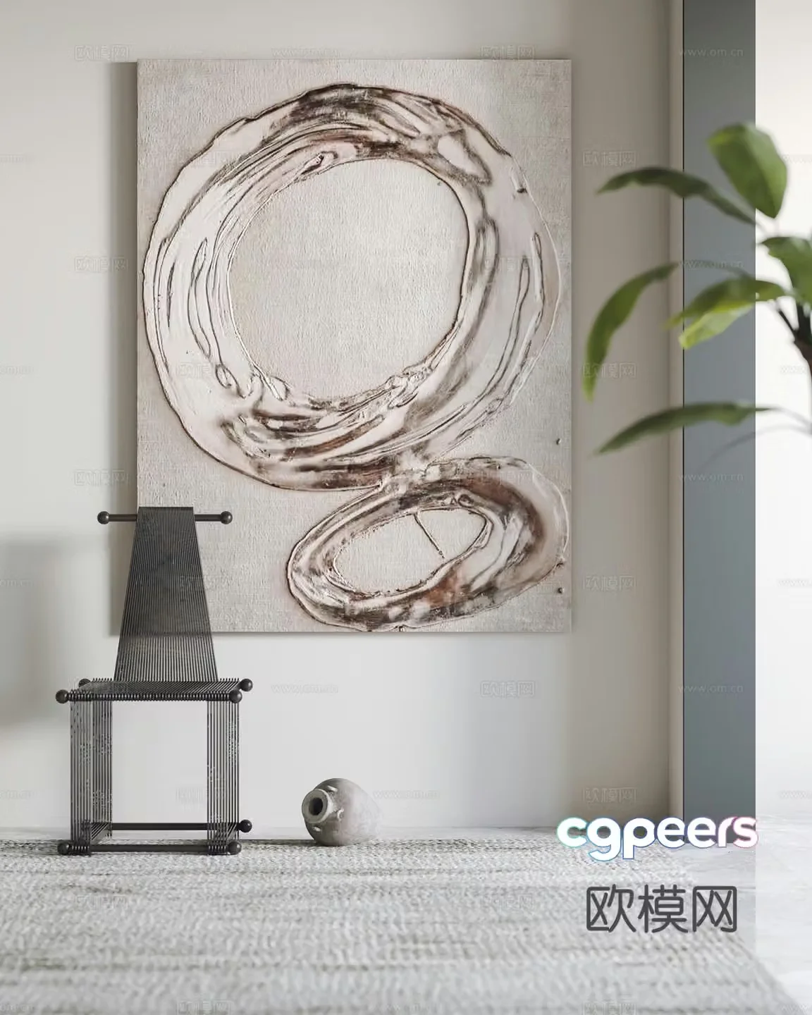 Modern decorative paintings hanging paintings leisure chair 3d model
