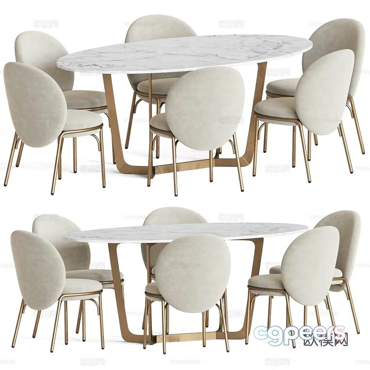 Modern dining table and chair 3d model