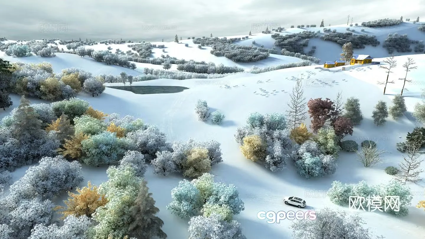 Modern mountain snow park 3d model