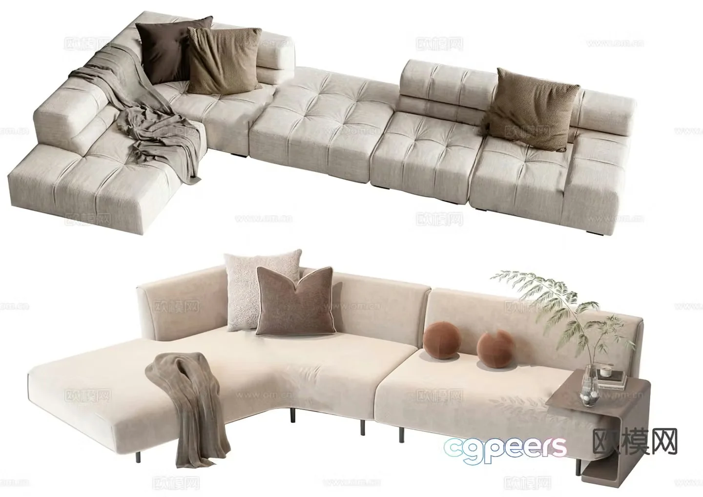 Modern multi-seater sofa corner sofa 3d model