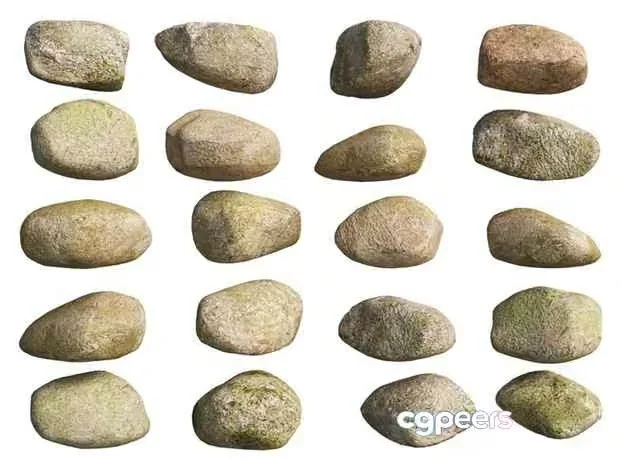 Rounded River Rocks 3D Model – 4615 – VRAY Render