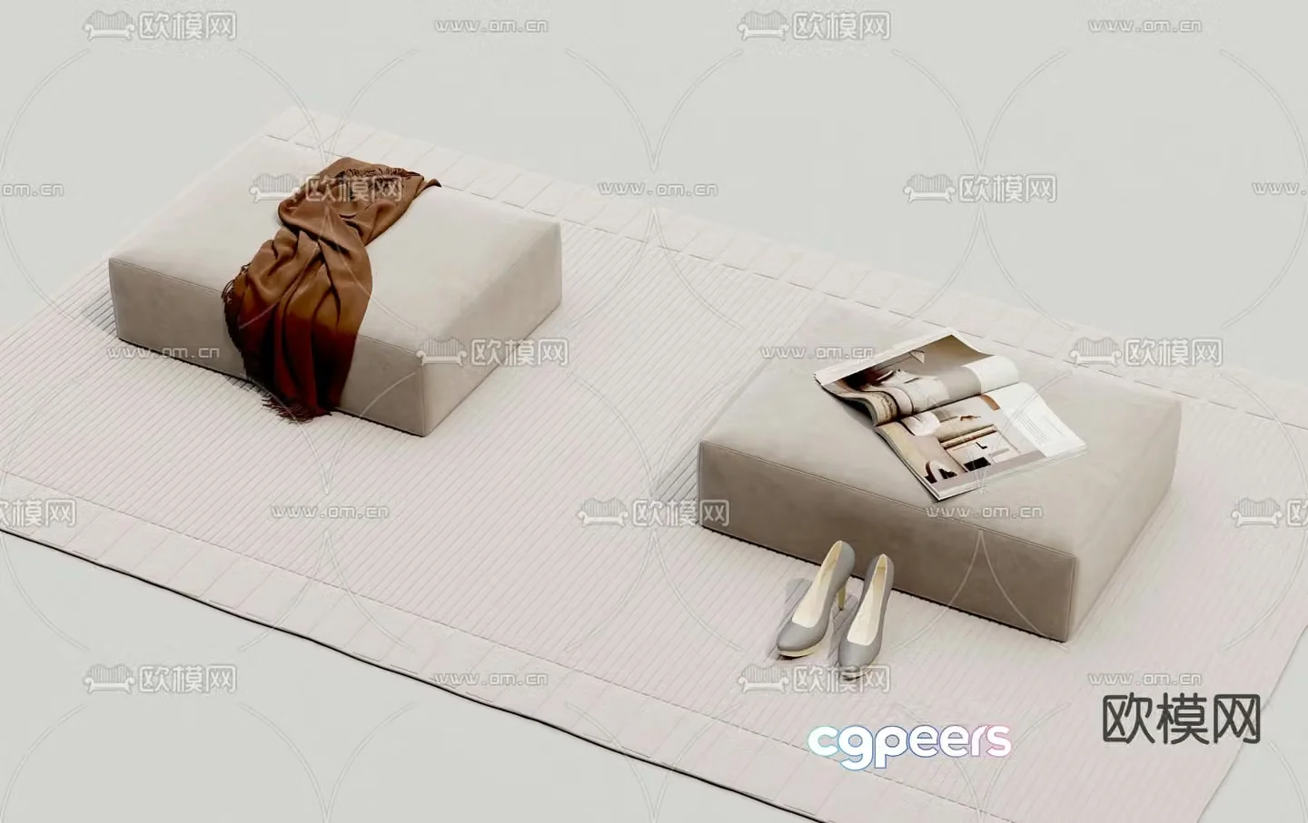Stool Sofa Stool Soft Stool Shoe Changing Stool 3D Model