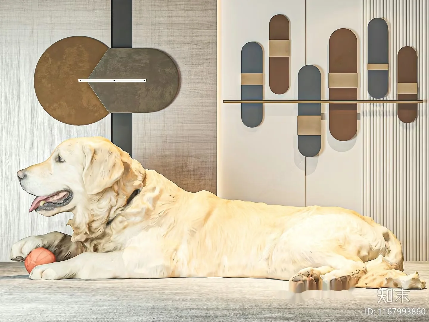 A Dog Lying On The Floor 3D Model – 14984 – VRAY Render