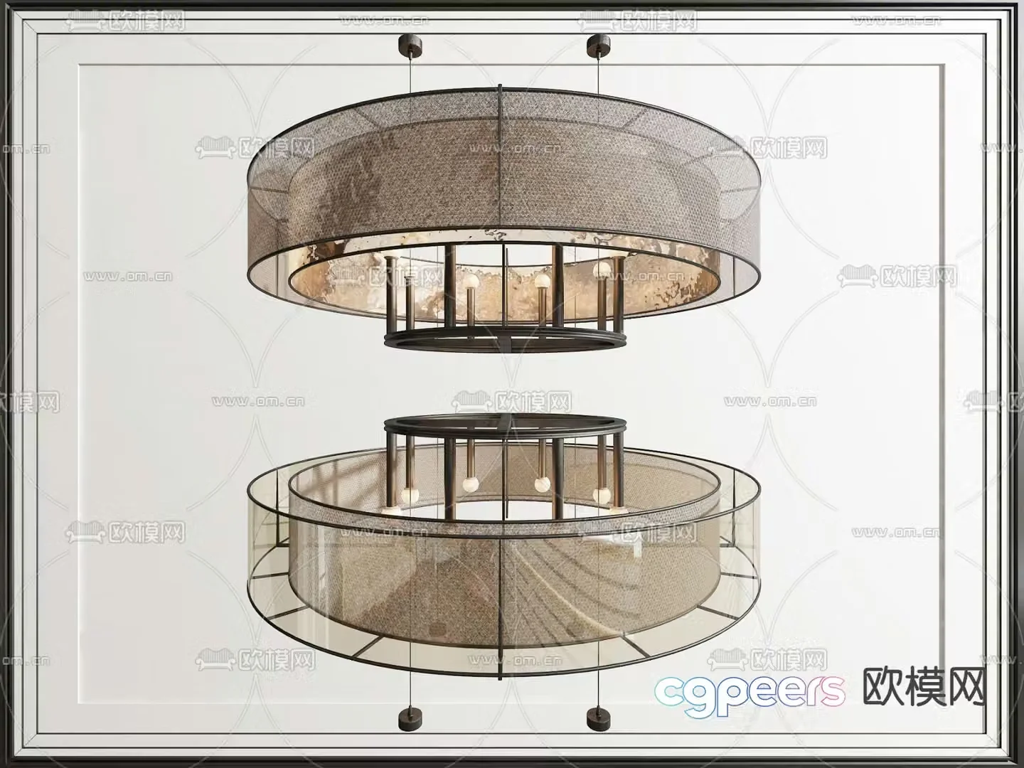 New Chinese style chandelier round chandelier 3d model